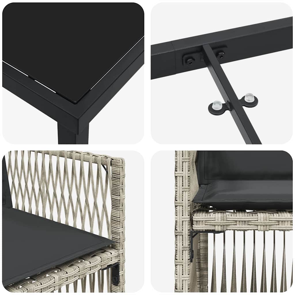 Vrtni set za objed 9 pcs Svijetlo siva Čelik s prahom premazan