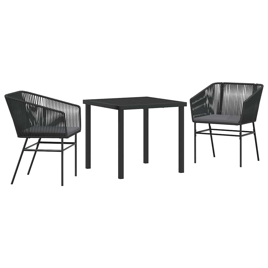 Vrtni set za objed 3 pcs Crna Čelik s prahom premazan