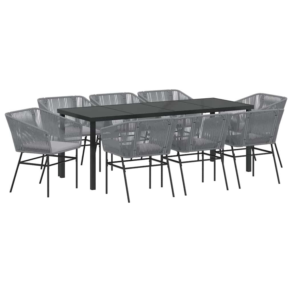Vrtni set za objed 9 pcs Siva Čelik s prahom premazan
