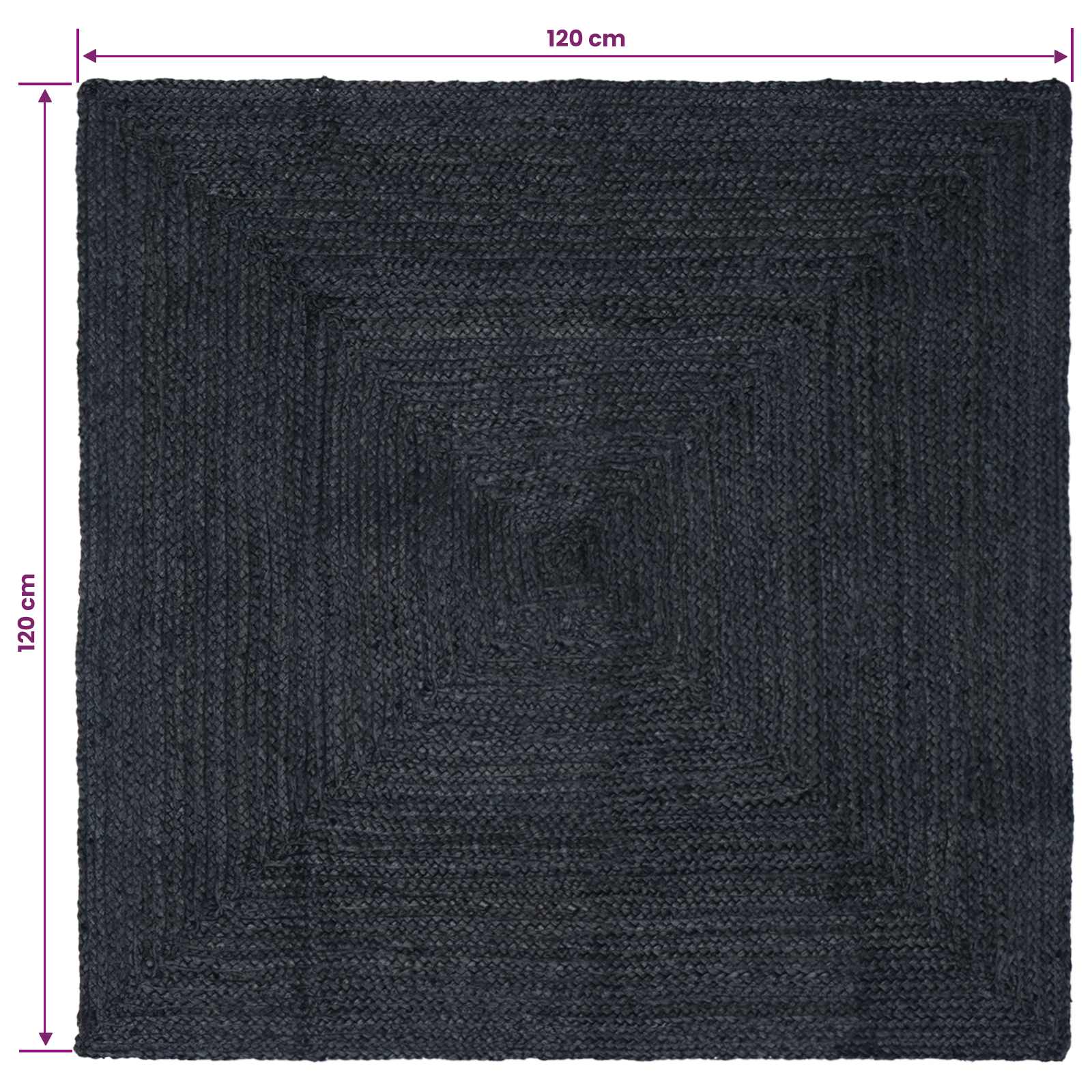 Tepisi za područja Pravokutni Tamnosiva 120 x 120 cm Juta