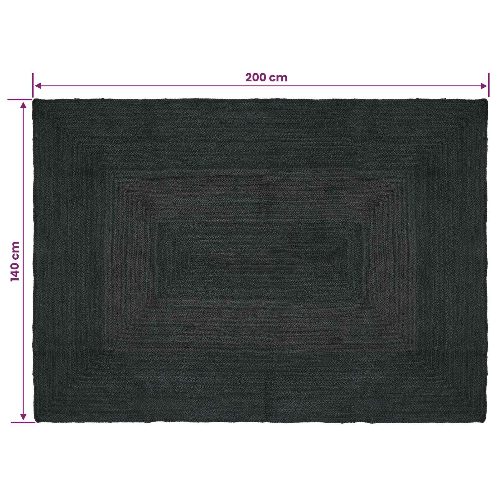 Tepisi za područja Pravokutni Tamnosiva 140 x 200 cm Juta