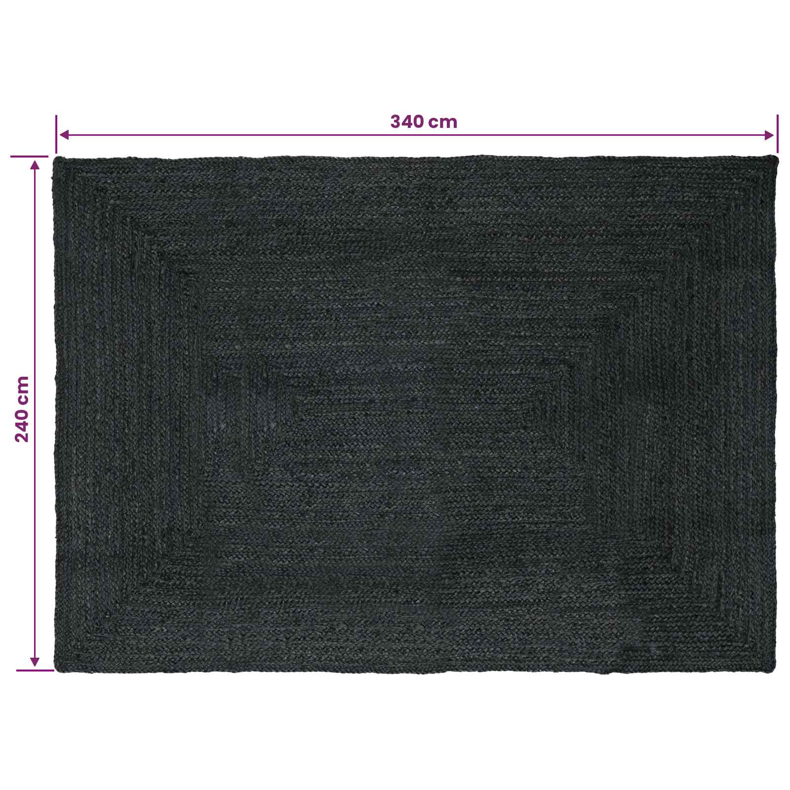 Tepisi za područja Pravokutni Tamnosiva 240 x 340 cm Juta