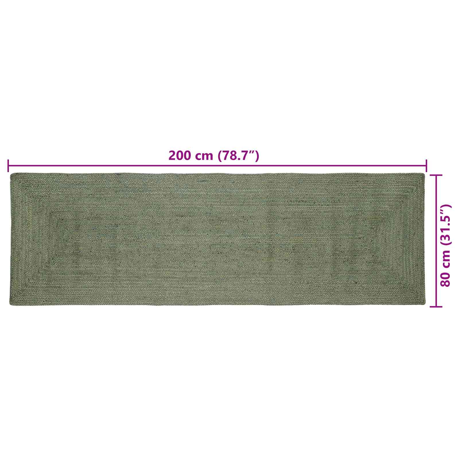 Tepisi za područja Pravokutni Maslinastozelena 80 x 200 cm Juta