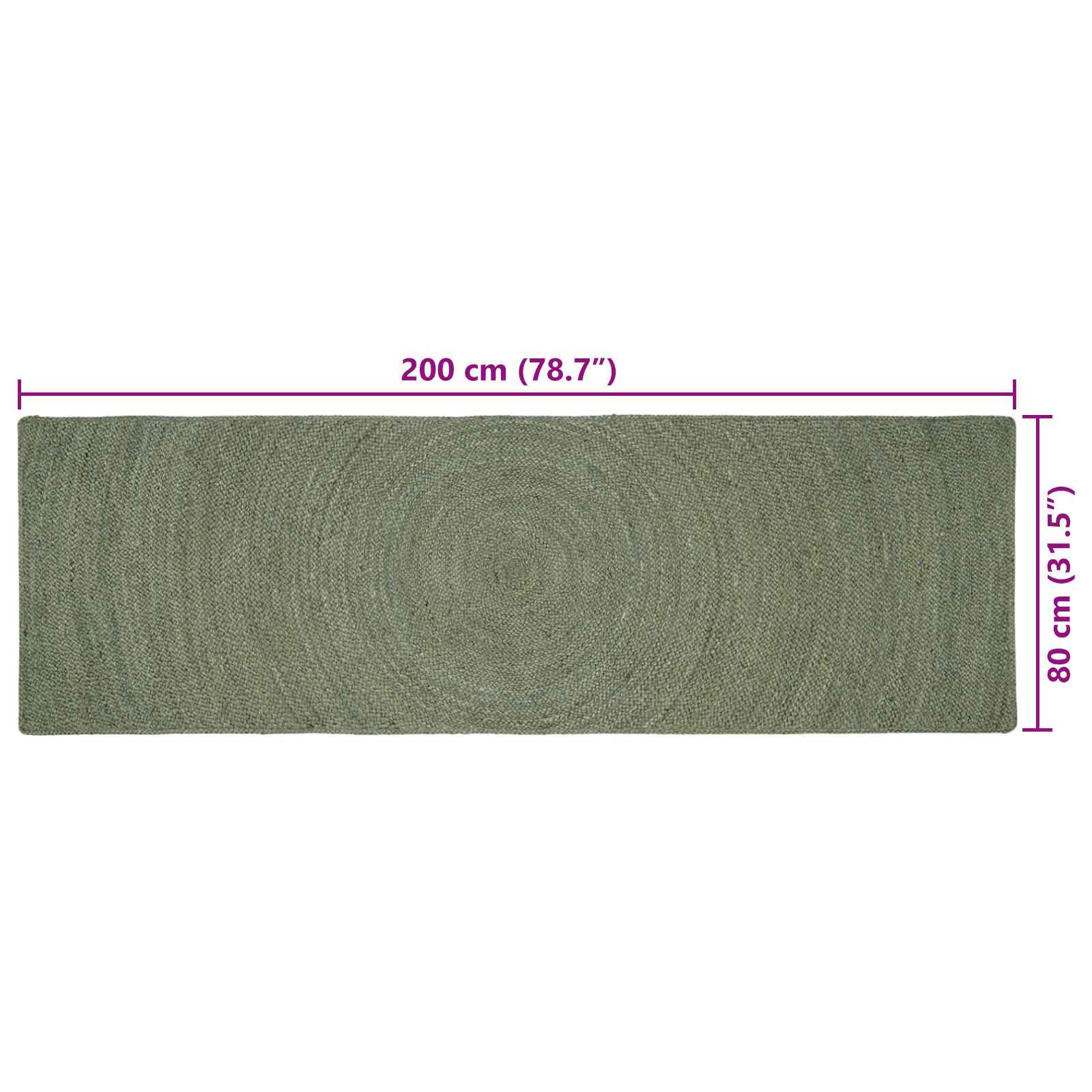 Tepisi za područja Maslinastozelena 80 x 200 cm Juta
