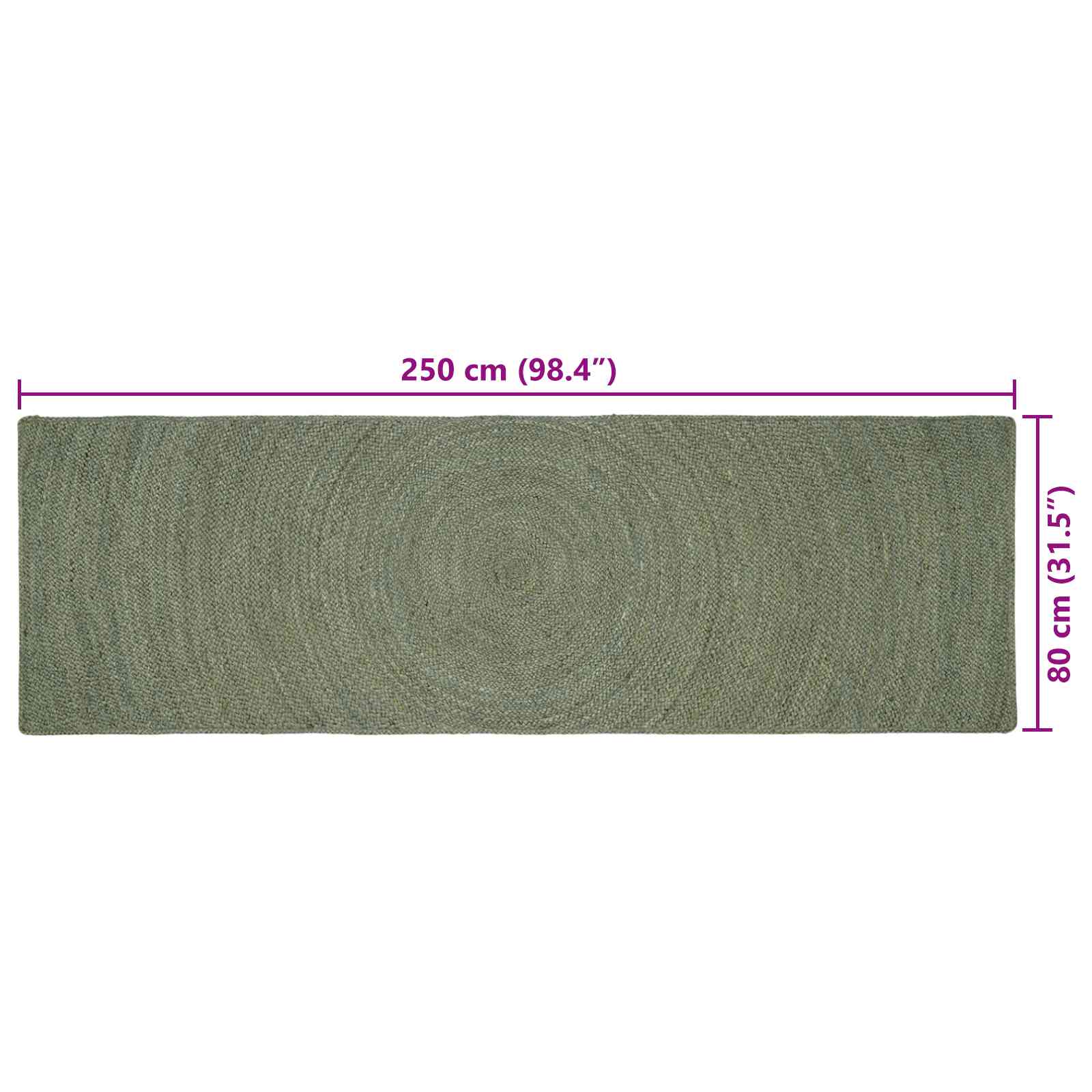 Tepisi za područja Maslinastozelena 80 x 250 cm Juta