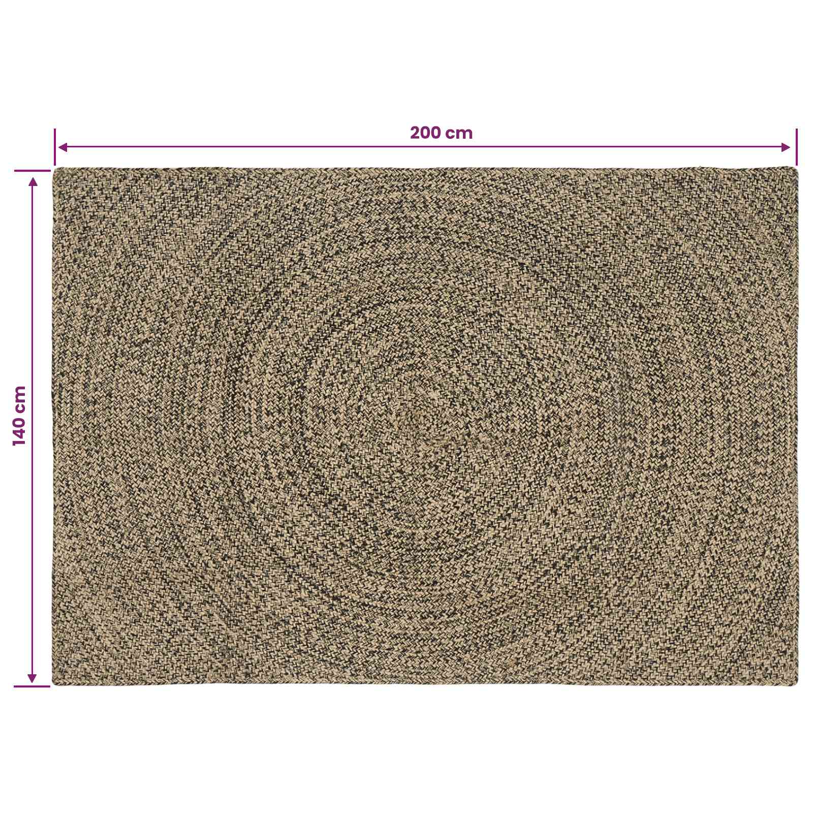 Tepisi za područja Prirodna i crna 140 x 200 cm Juta
