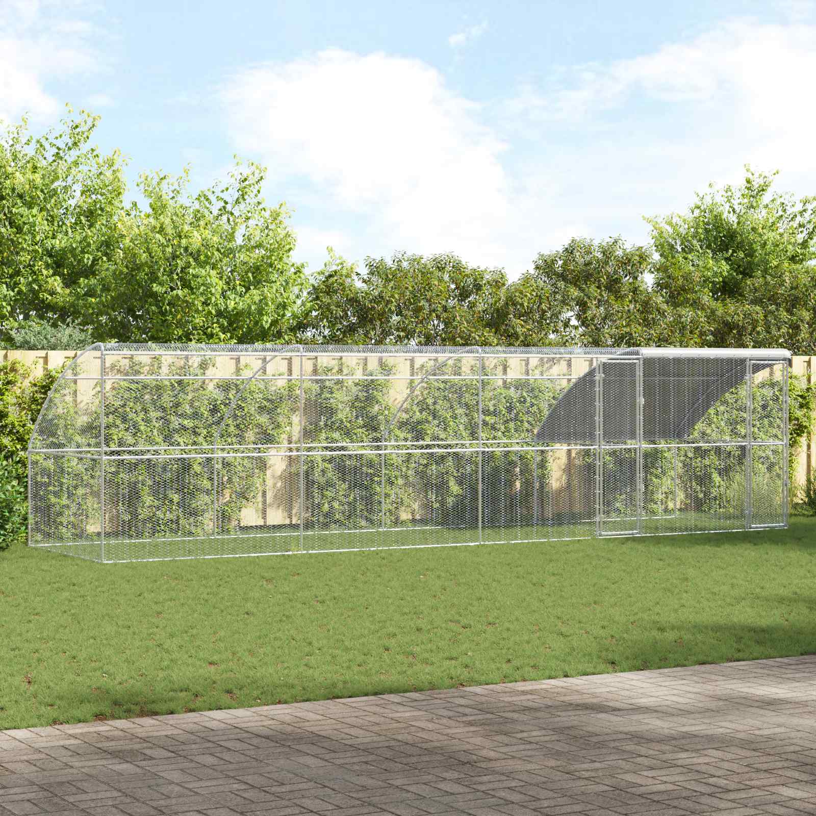 Kavez za piliće 4 pcs Srebrno 800 x 200 x 200 cm Čelik i PE