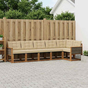 Set vanjskih sofa 6 kom. Prirodna i bež Smeđa 302 x 124,5 x 73 cm