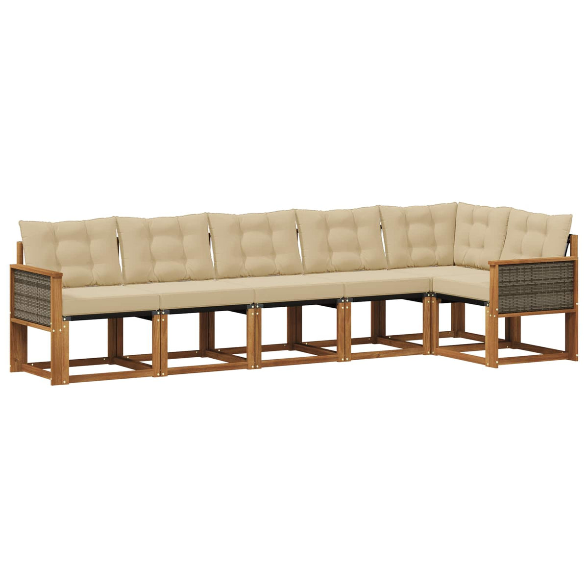 Set vanjskih sofa 6 kom. Prirodna i bež Smeđa 302 x 124,5 x 73 cm