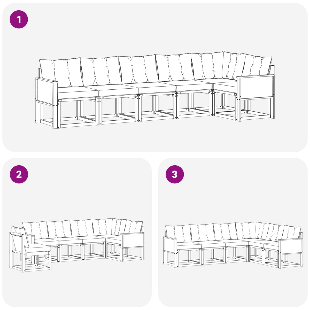 Set vanjskih sofa 6 kom. Prirodna i bež Smeđa 302 x 124,5 x 73 cm