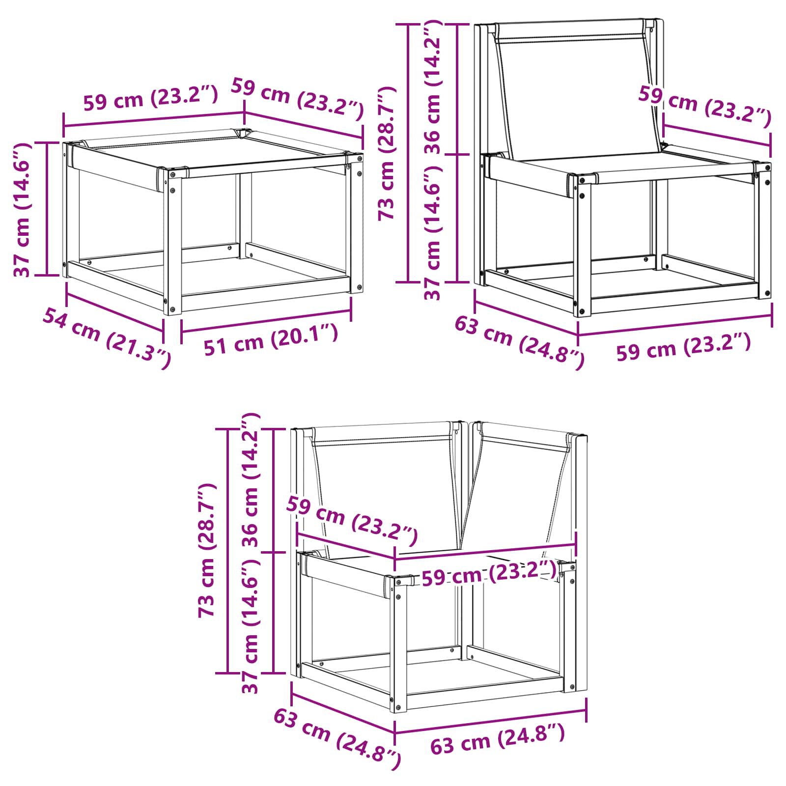 Set vanjskih sofa 9 pcs Prirodna i crna