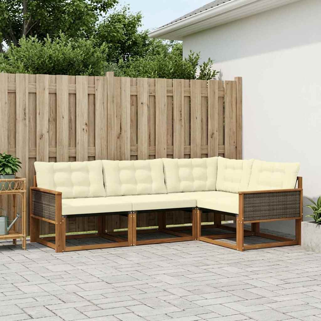Set vanjskih sofa 4 kom. Prirodna i krem Smeđa 249 x 164,5 x 73 cm