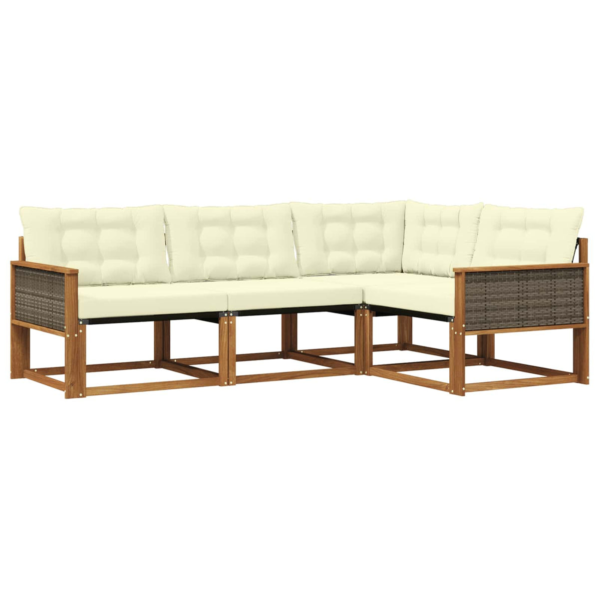 Set vanjskih sofa 4 kom. Prirodna i krem Smeđa 249 x 164,5 x 73 cm