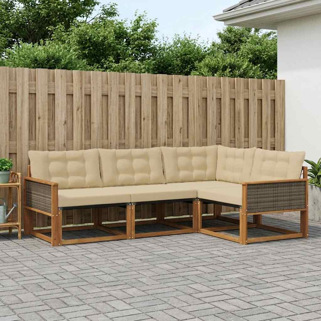 Set vanjskih sofa 4 kom. Prirodna i bež Smeđa 249 x 164,5 x 73 cm