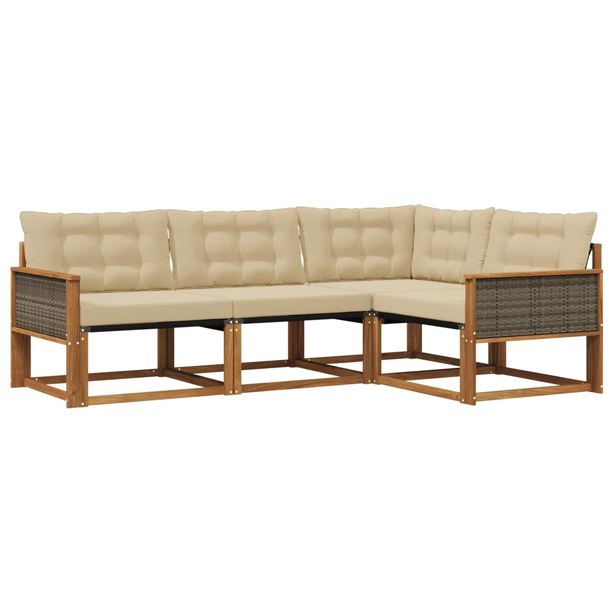 Set vanjskih sofa 4 kom. Prirodna i bež Smeđa 249 x 164,5 x 73 cm