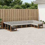 Set vanjskih sofa 10 kom. Prirodna i svjetlosiva Smeđa 483 x 247,5 x 73 cm