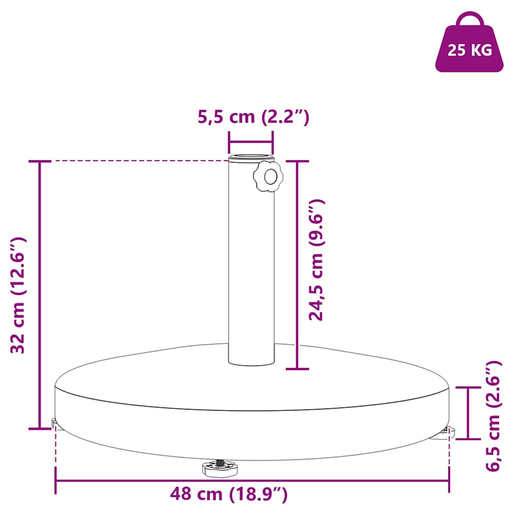 Baza za suncobran Tamno siva drvenasta 48 x 48 x 32 cm