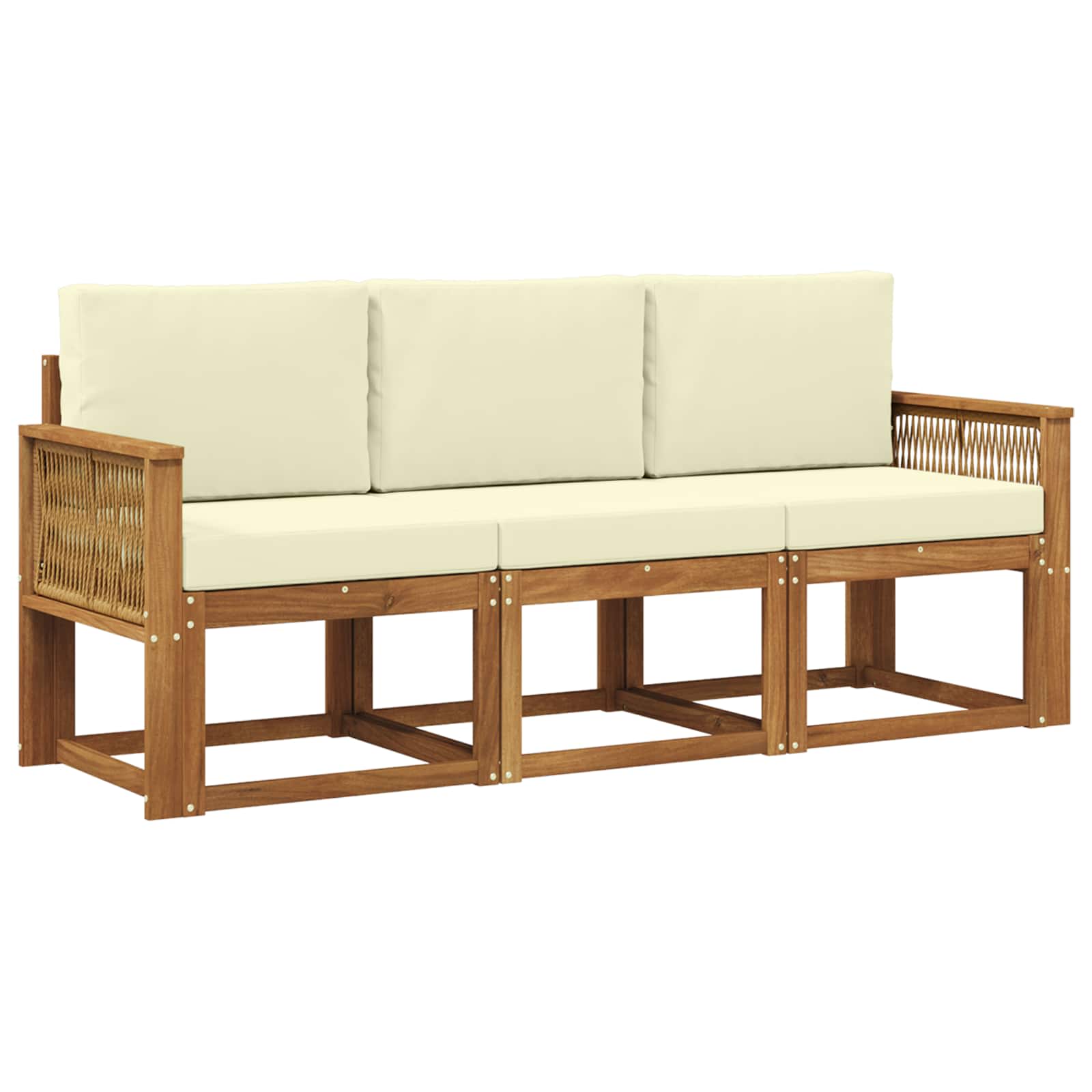 Set vanjskih sofa 3 pcs Prirodna i krem Poliester