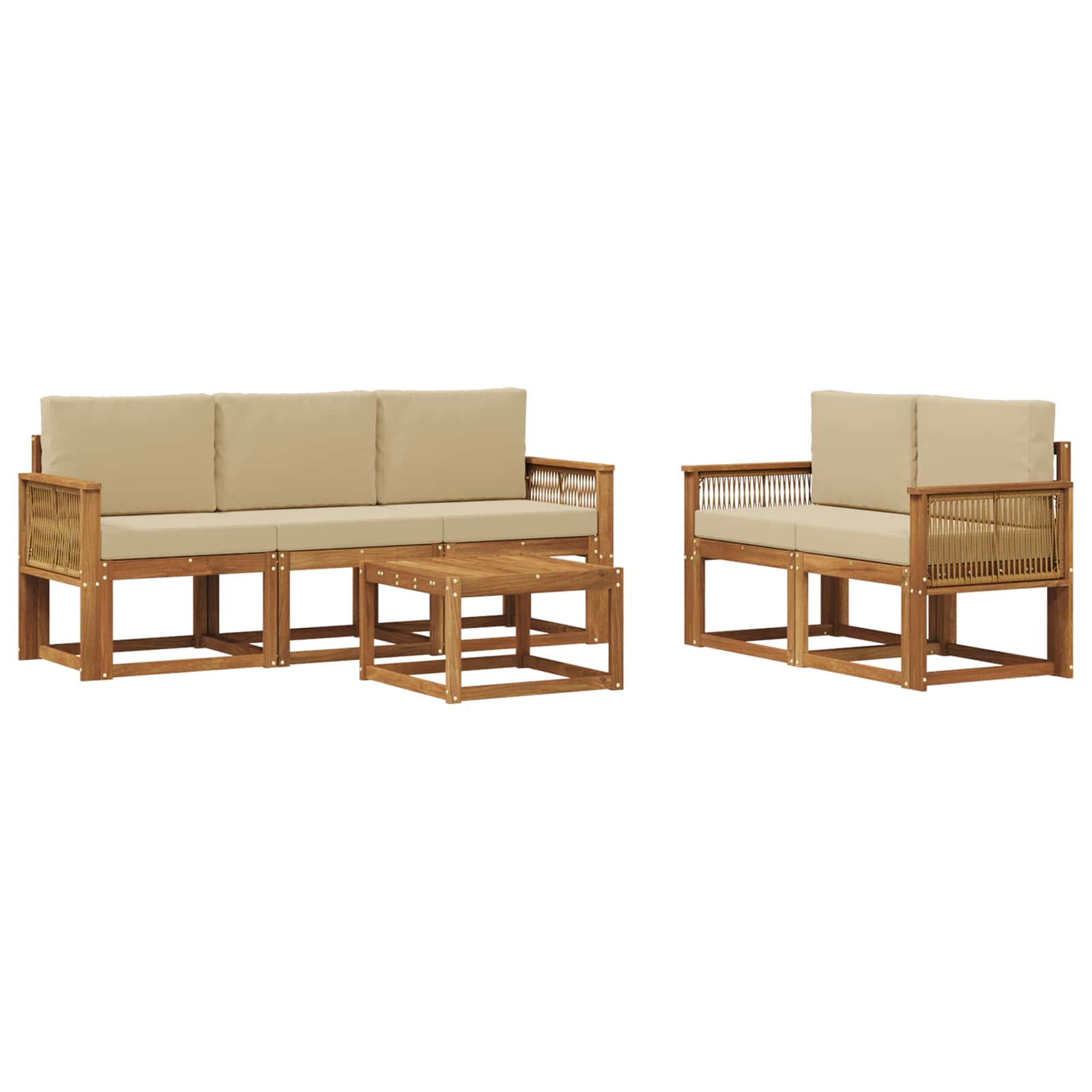 Set vanjskih sofa 6 pcs Prirodna i bež Poliester