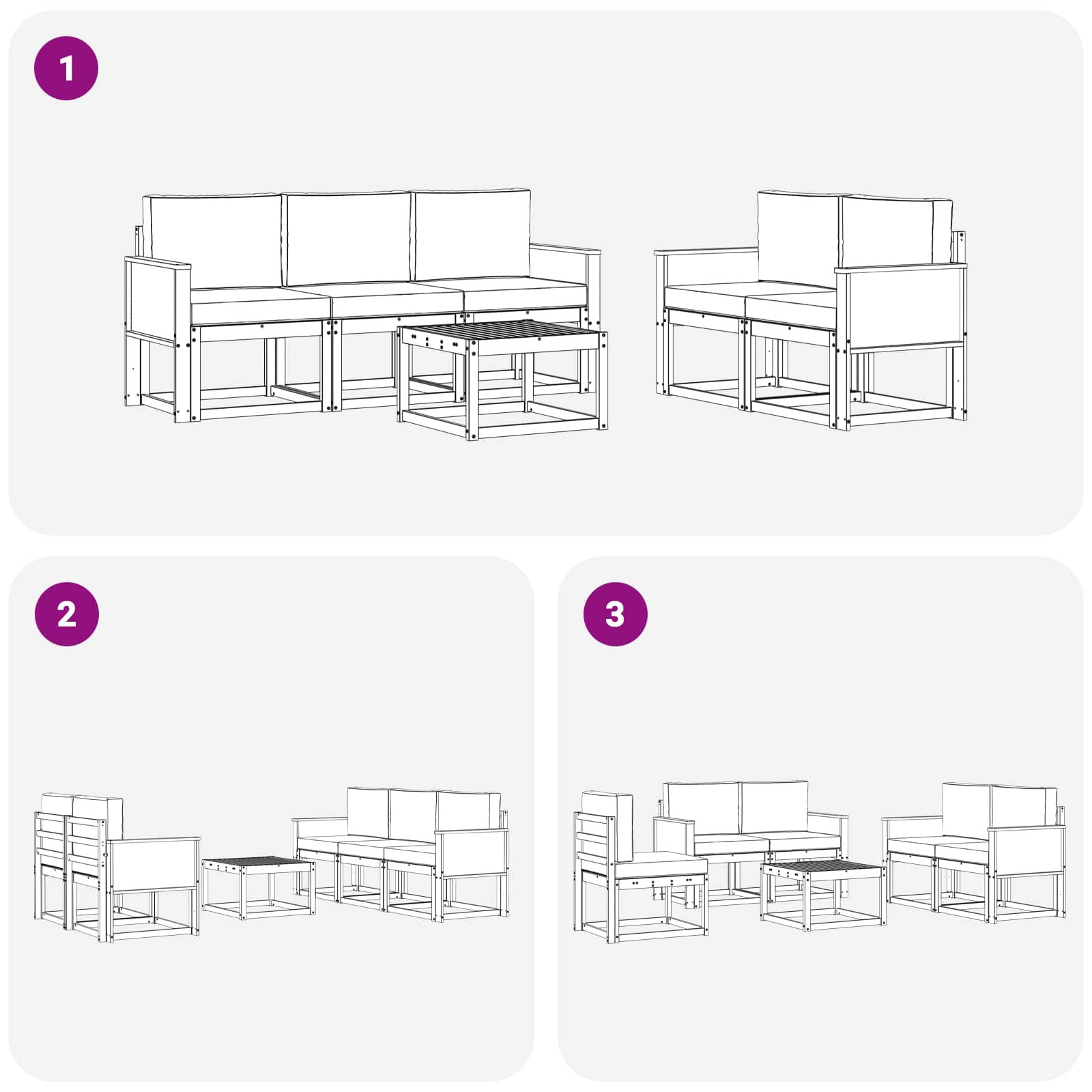 Set vanjskih sofa 6 pcs Prirodna i bež Poliester