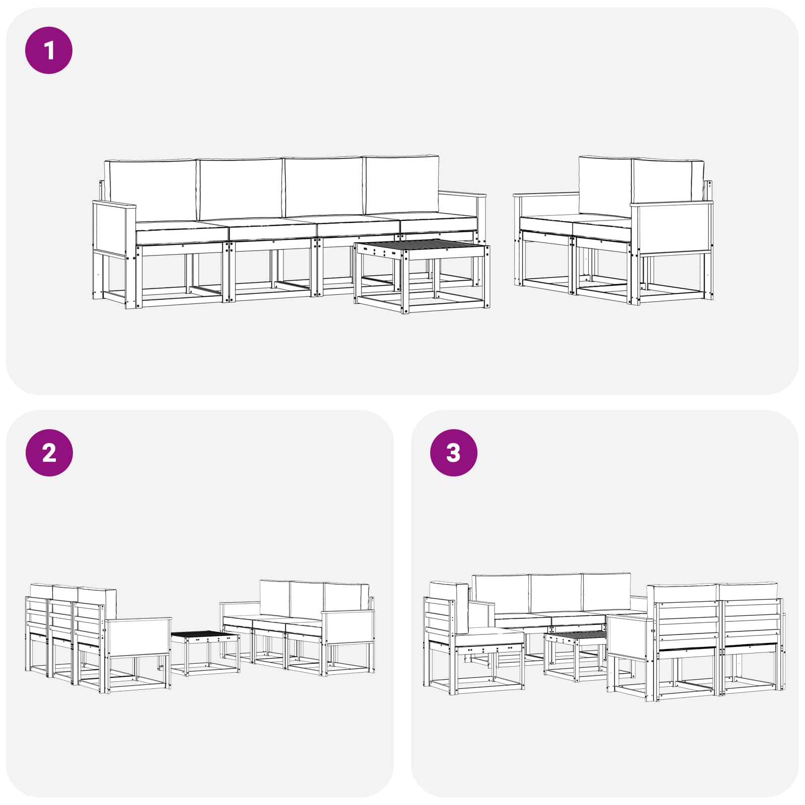 Set vanjskih sofa 7 pcs Prirodna i krem Poliester