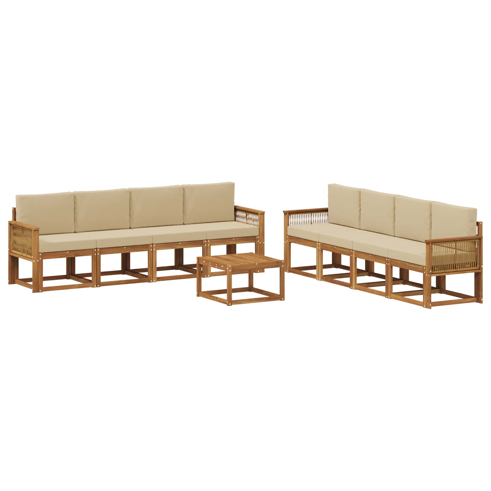 Set vanjskih sofa 9 pcs Prirodna i bež Poliester