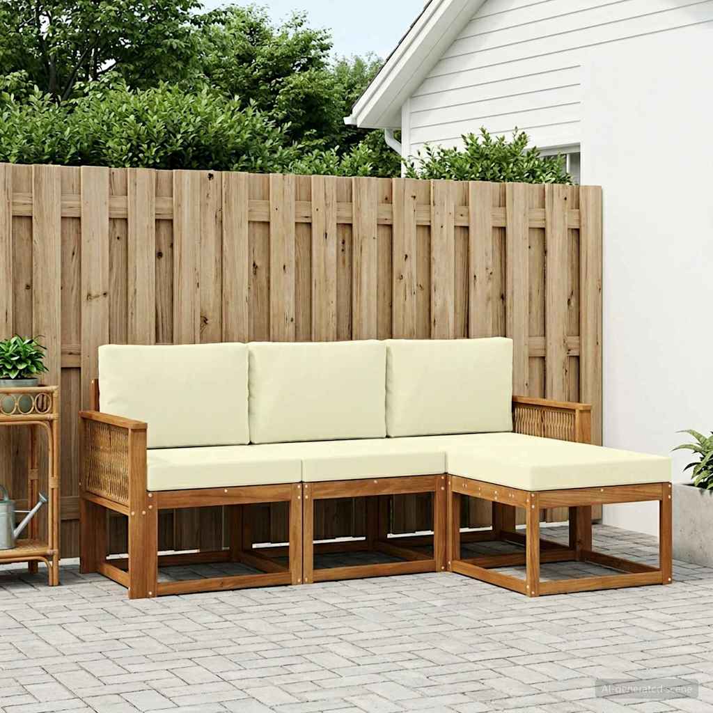 Set vanjskih sofa 4 pcs Prirodna i krem Poliester