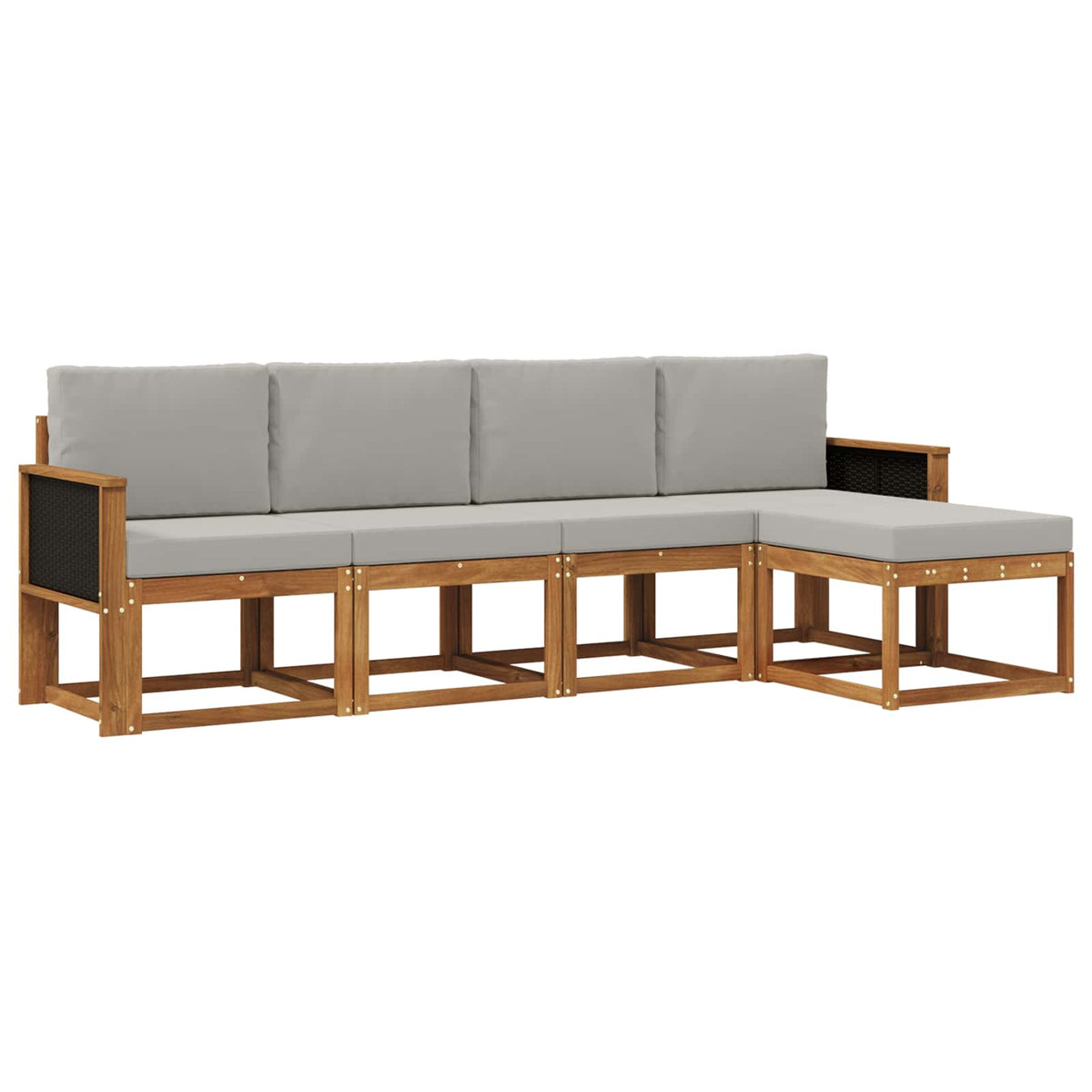 Set vanjskih sofa 5 kom. Prirodna i svjetlosiva Poliester Smeđa