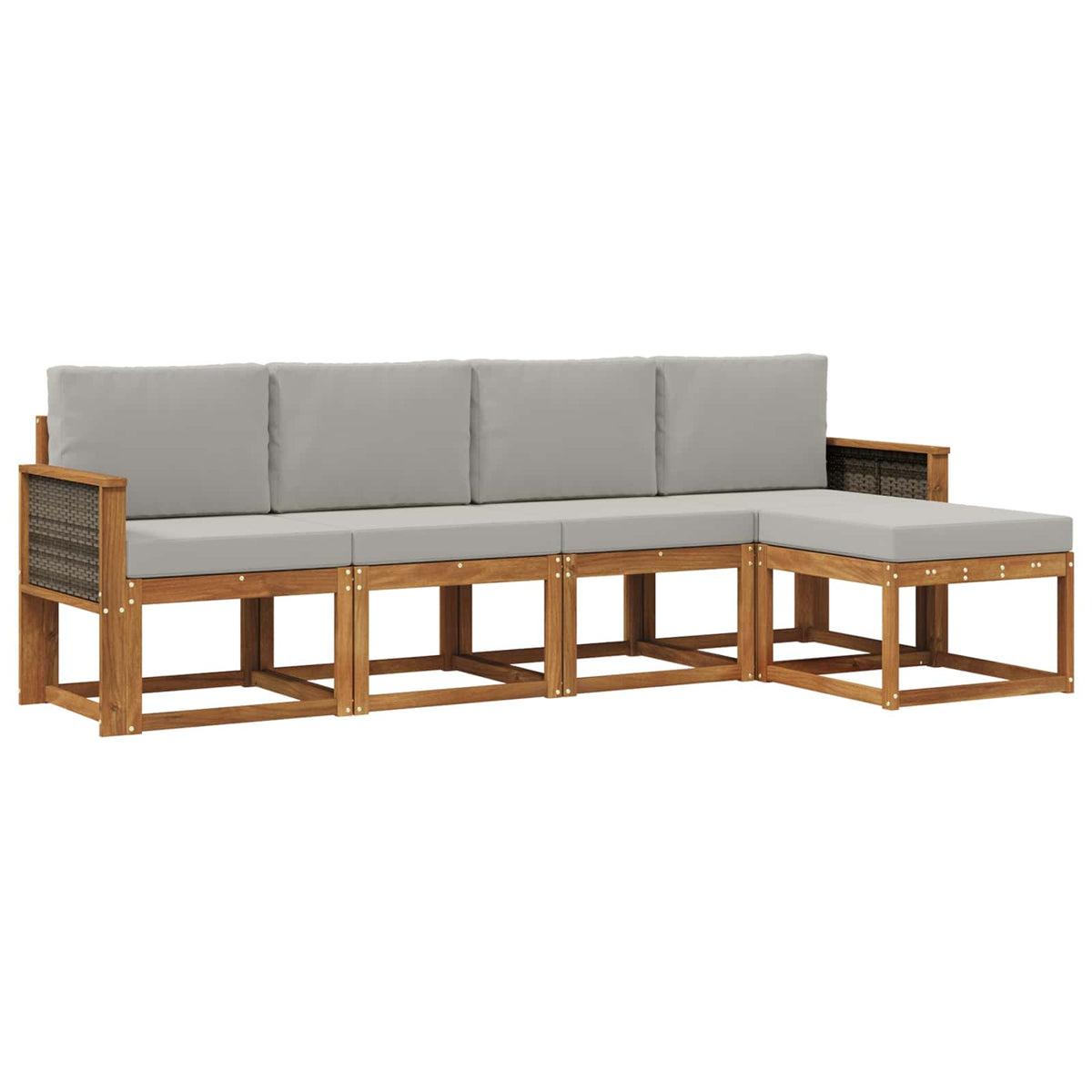Set vanjskih sofa 5 kom. Prirodna i svjetlosiva Poliester Smeđa