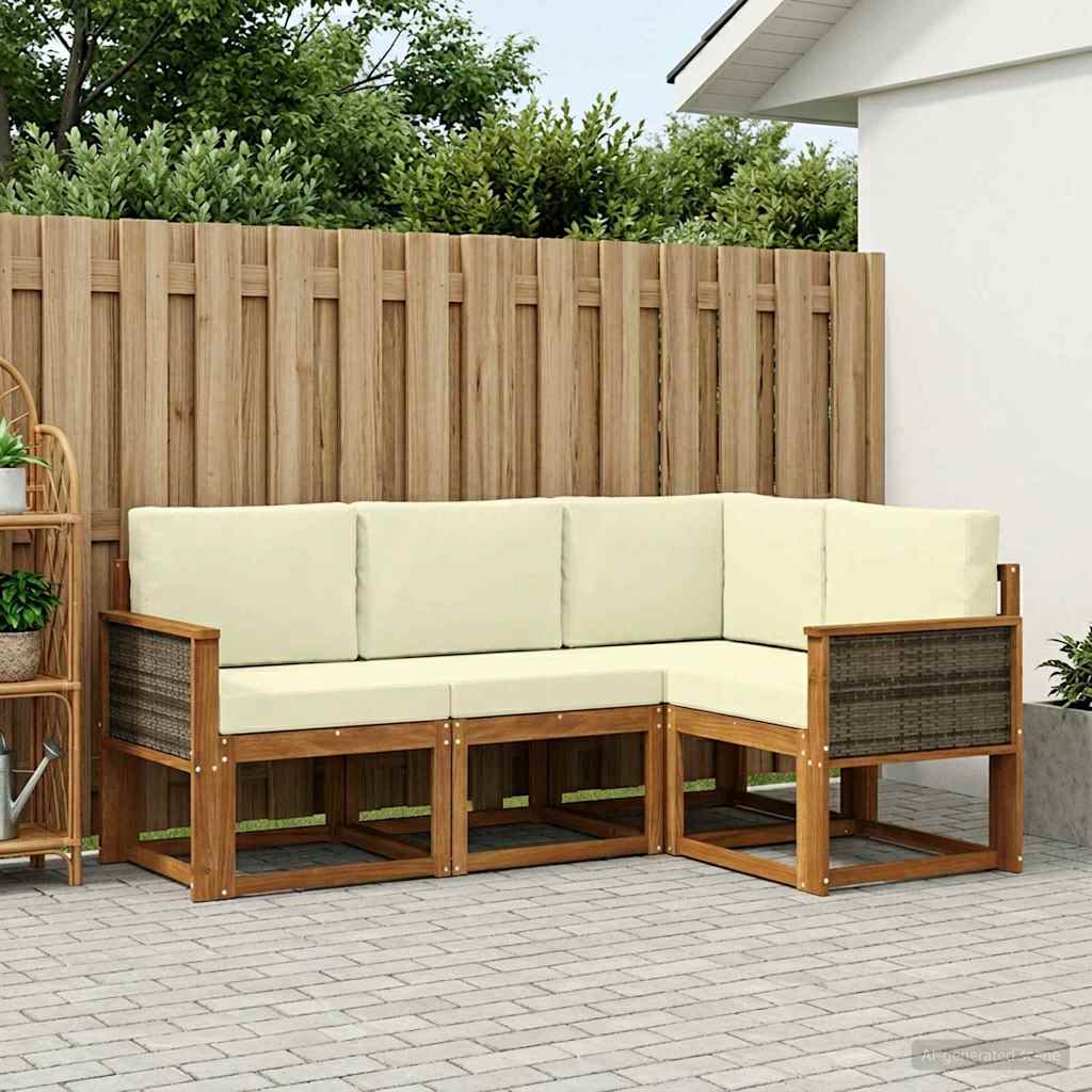 Set vanjskih sofa 4 pcs Prirodna i krem Poliester