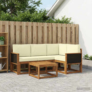 Set vanjskih sofa 5 kom. Prirodna i krem Poliester Smeđa 59 x 59 x 37 cm