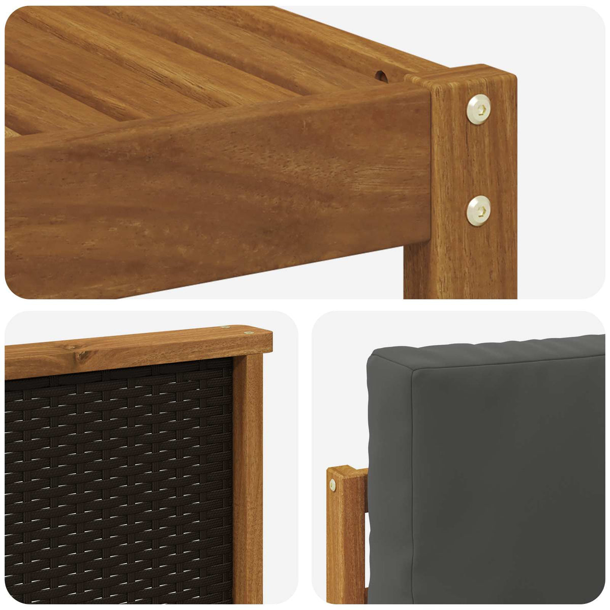 Set vanjskih sofa 5 kom. Prirodna i antracit Poliester Smeđa 59 x 59 x 37 cm