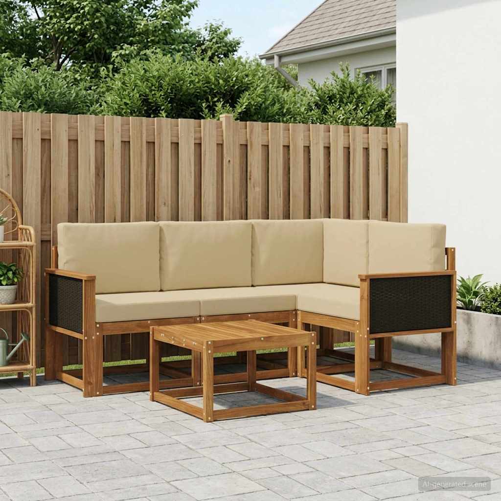 Set vanjskih sofa 5 kom. Prirodna i bež Poliester Smeđa 59 x 59 x 37 cm