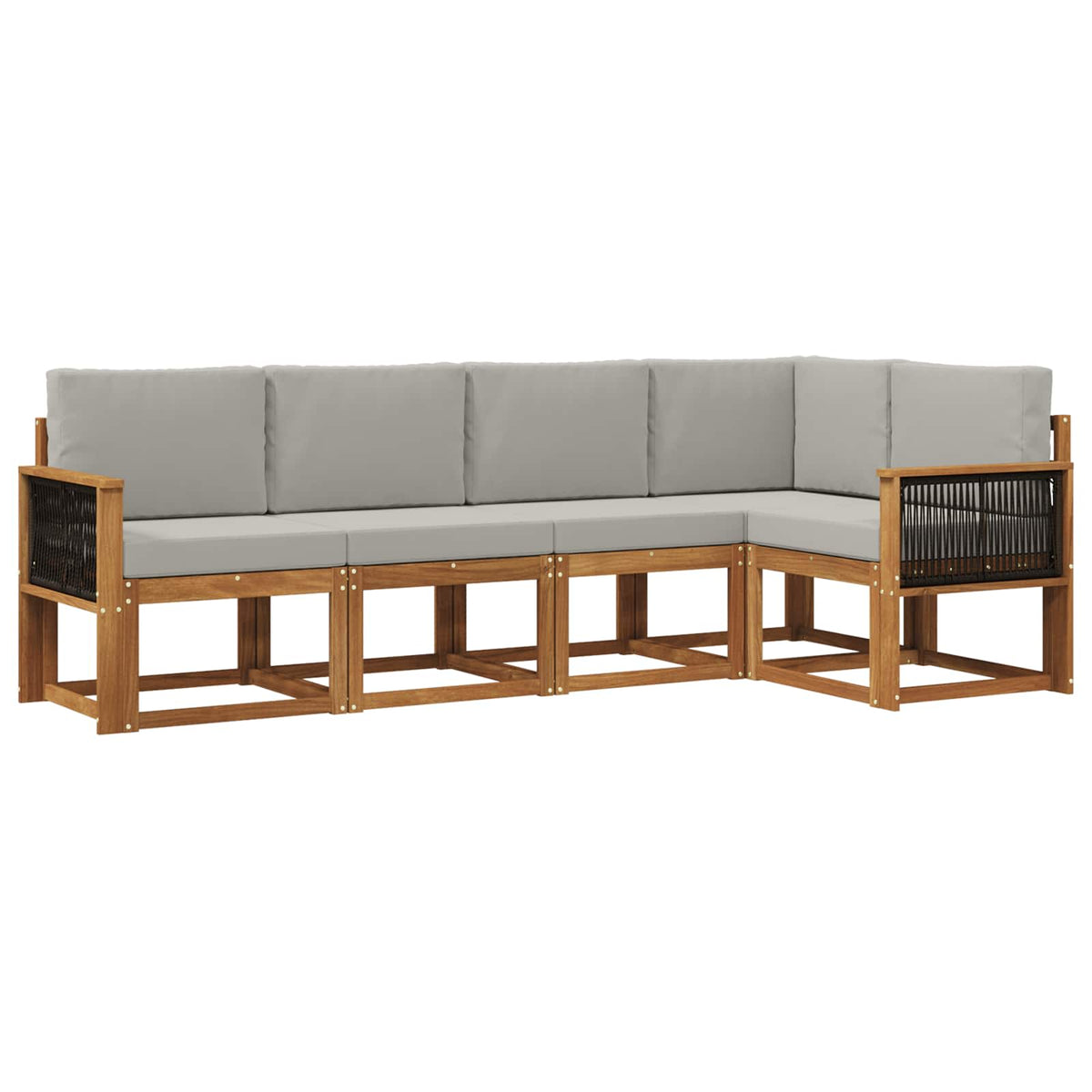 Set vanjskih sofa 5 kom. Prirodna i svjetlosiva Poliester Smeđa 243 x 124,5 x 73 cm