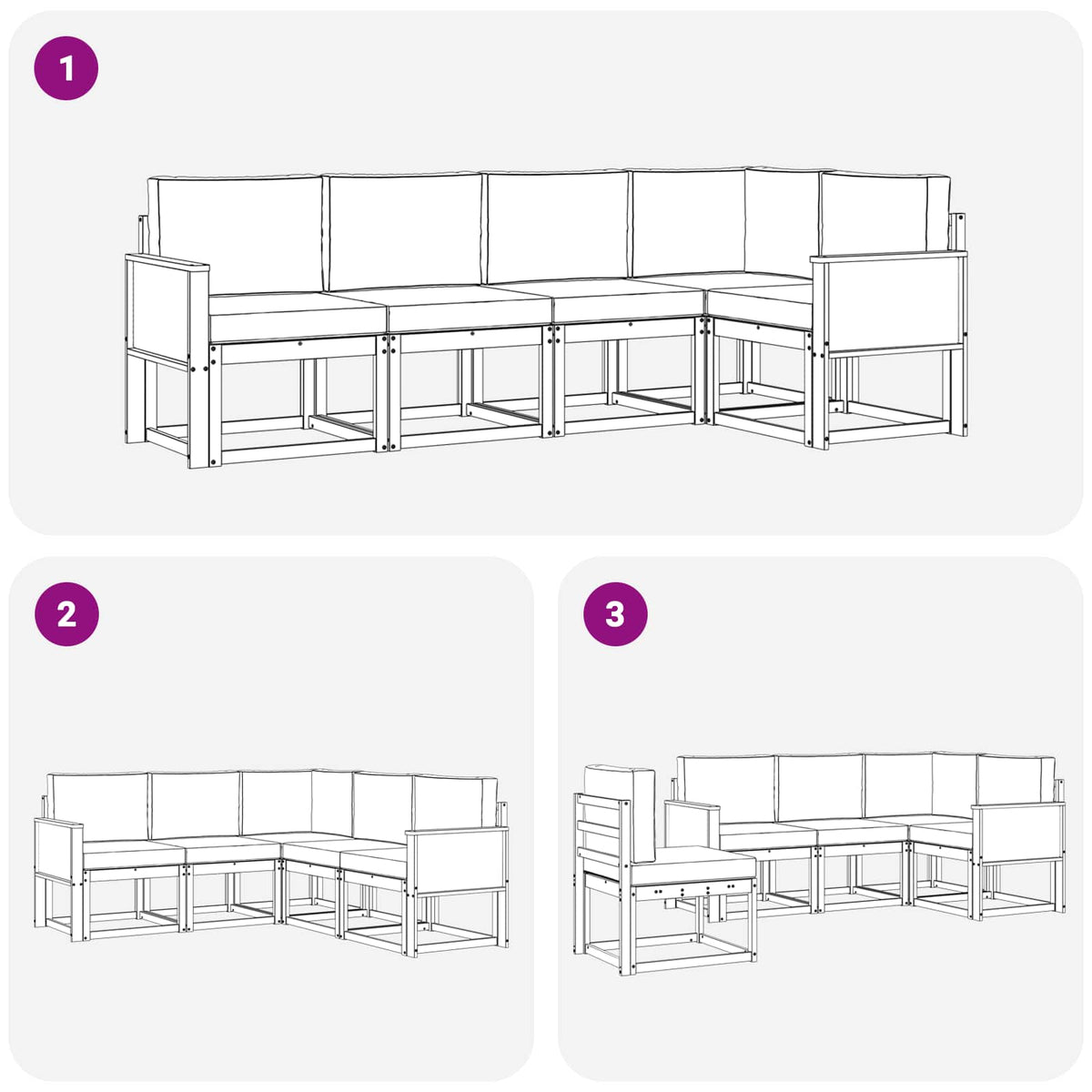 Set vanjskih sofa 5 kom. Prirodna i svjetlosiva Poliester Smeđa 243 x 124,5 x 73 cm