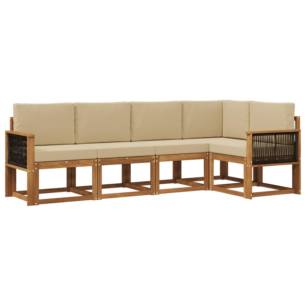 Set vanjskih sofa 5 kom. Prirodna i bež Poliester