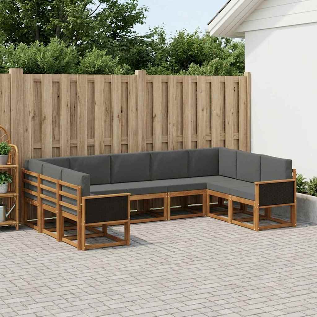 Set vanjskih sofa 9 kom. Prirodna i antracit Smeđa 304 x 187,5 x 73 cm