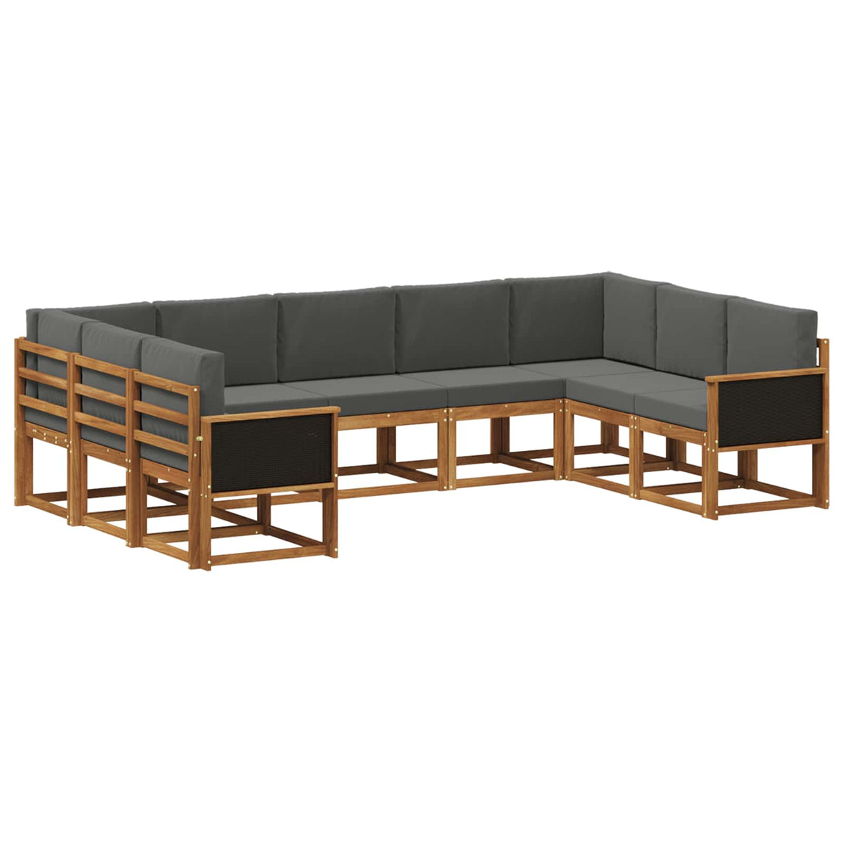 Set vanjskih sofa 9 kom. Prirodna i antracit Smeđa 304 x 187,5 x 73 cm
