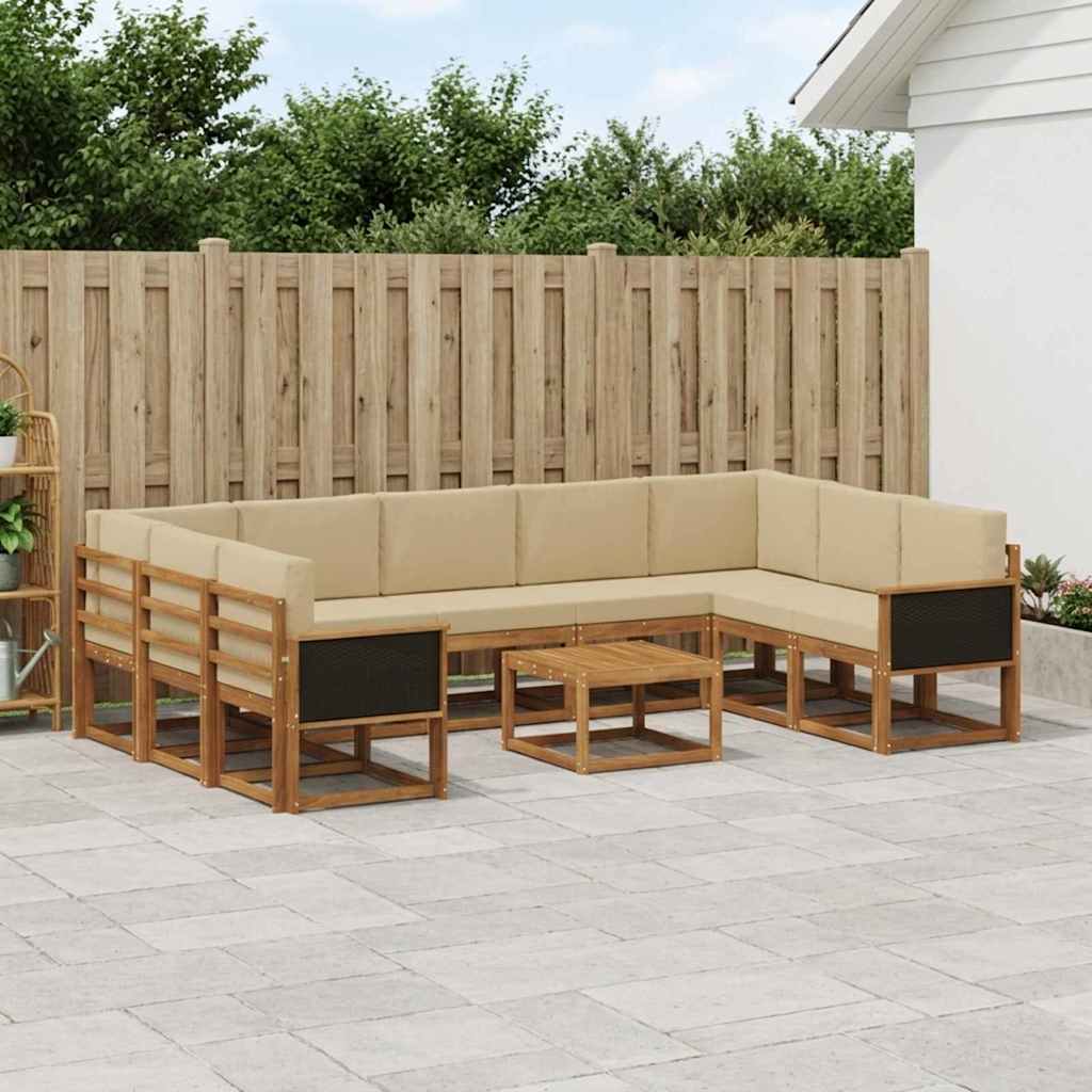 Set vanjskih sofa 10 kom. Prirodna i bež