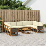 Set vanjskih sofa 10 kom. Prirodna i krem Smeđa 59 x 59 x 37 cm
