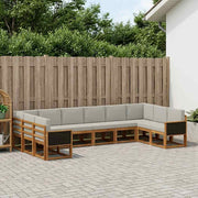 Set vanjskih sofa 10 kom. Prirodna i svjetlosiva Smeđa 363 x 187,5 x 73 cm