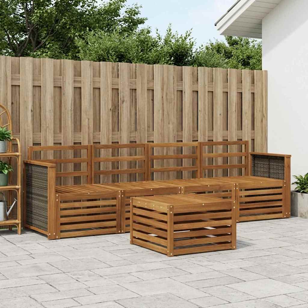 Set vanjskih sofa 5 kom. Prirodna Čvrsto drvo akacije Smeđa