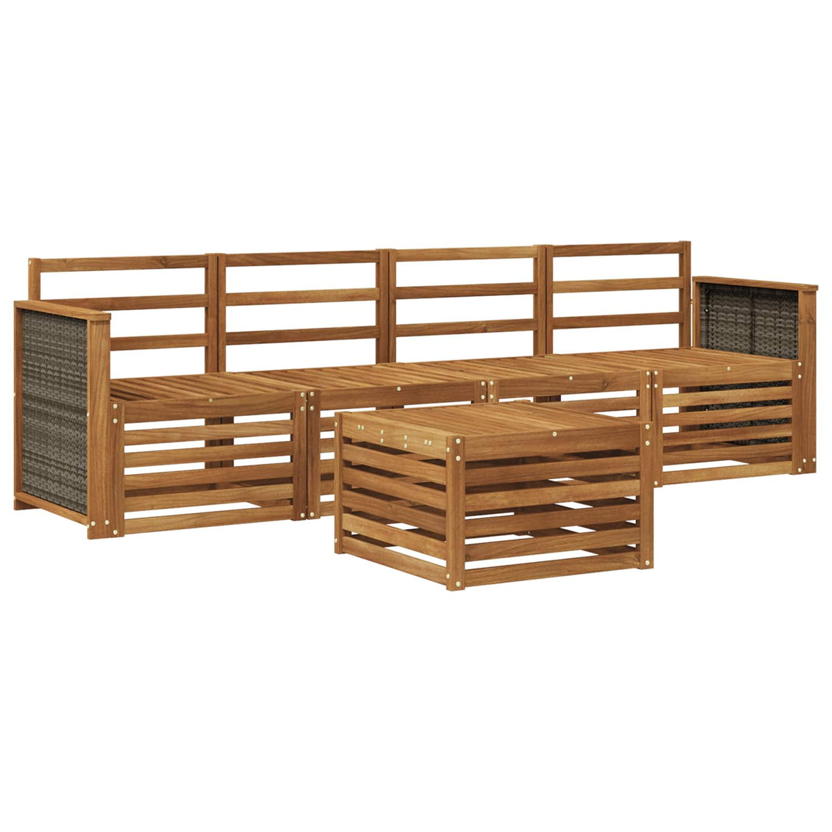 Set vanjskih sofa 5 kom. Prirodna Čvrsto drvo akacije Smeđa
