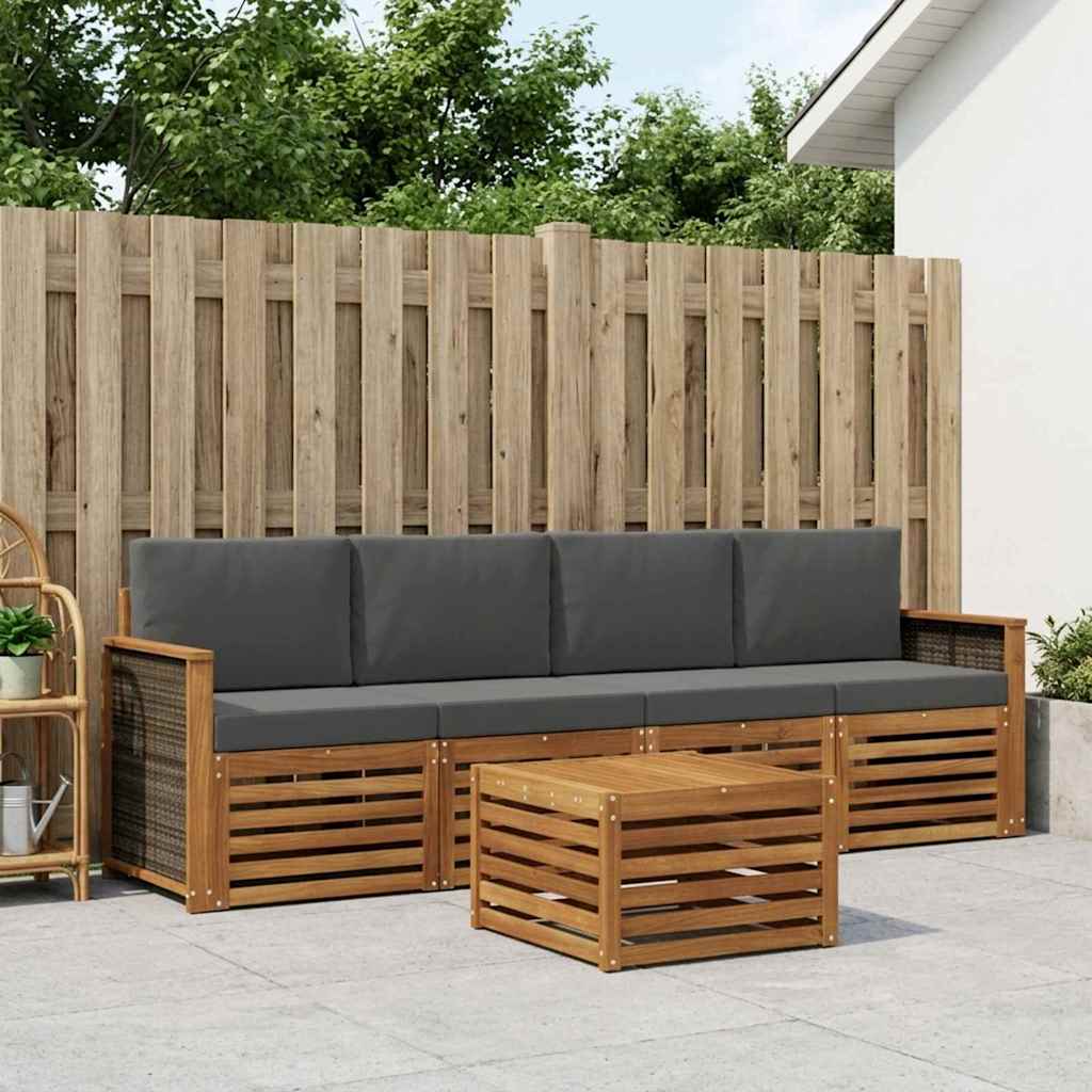 Set vanjskih sofa 5 kom. Prirodna i antracit Smeđa