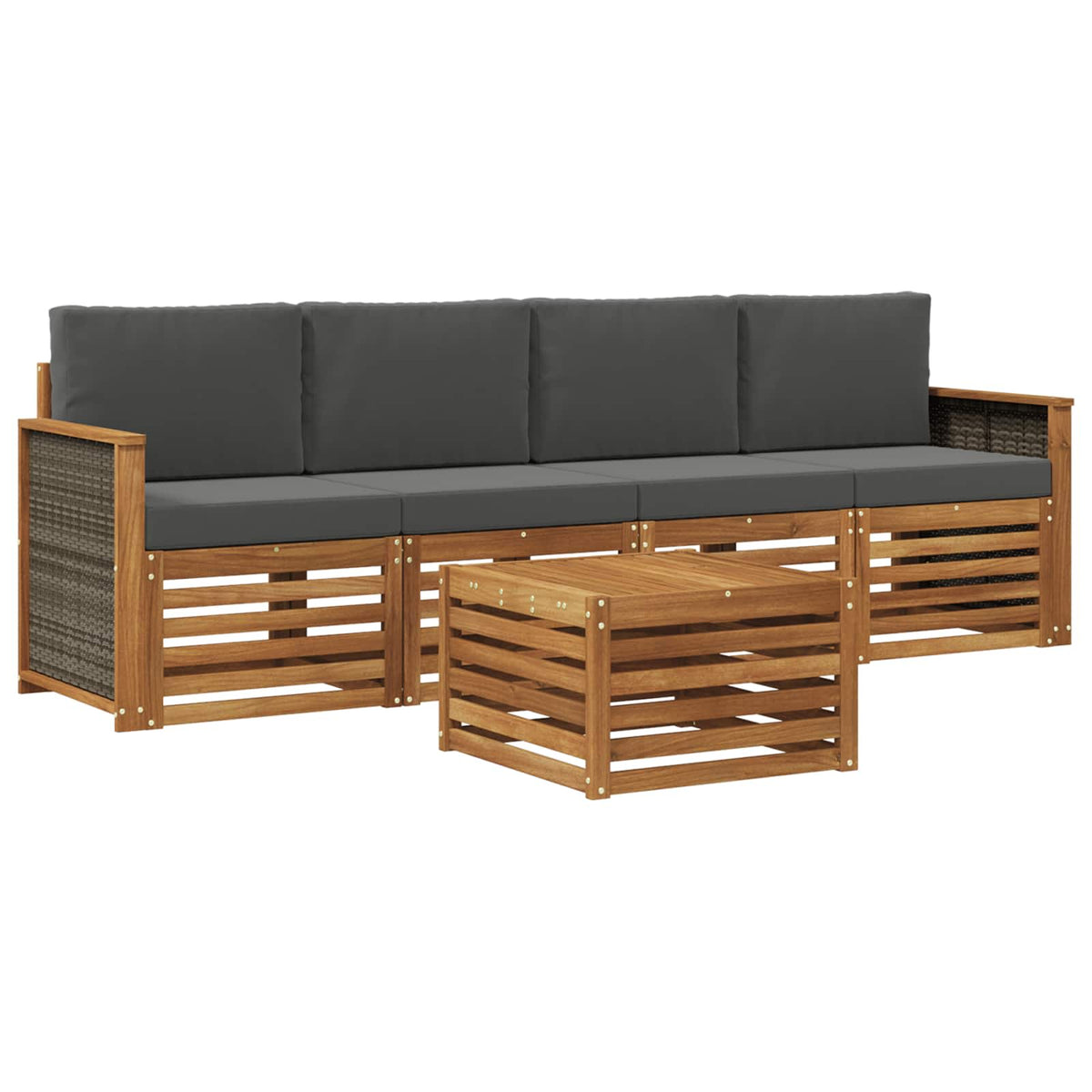 Set vanjskih sofa 5 kom. Prirodna i antracit Smeđa