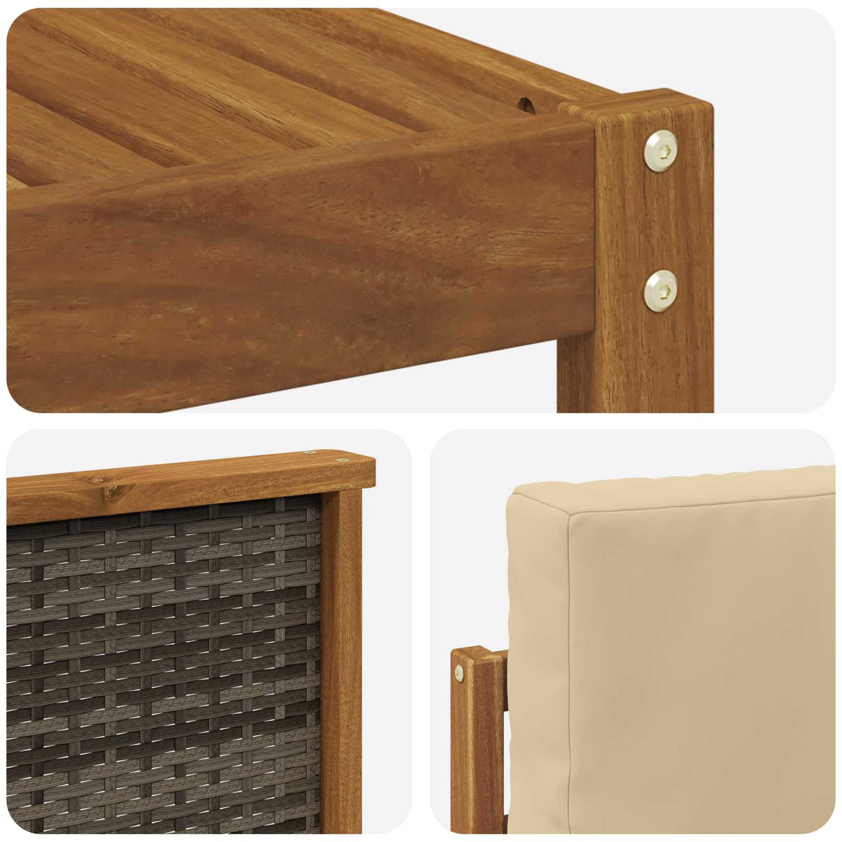 Set vanjskih sofa 4 kom. Prirodna i bež Smeđa