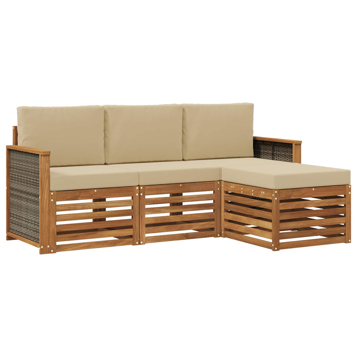 Set vanjskih sofa 4 kom. Prirodna i bež Smeđa