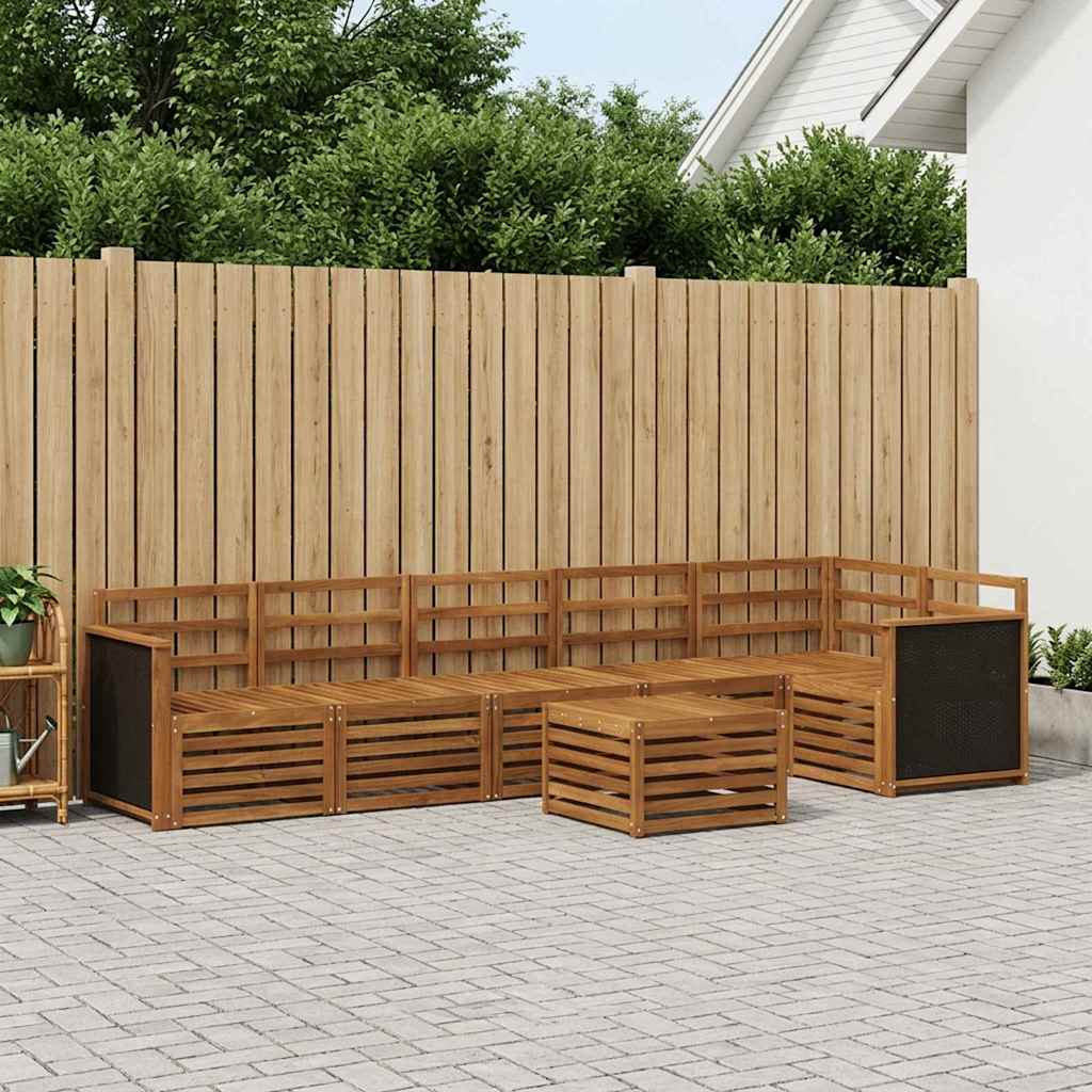 Set vanjskih sofa 6 kom. Prirodna Čvrsto drvo akacije Bijela