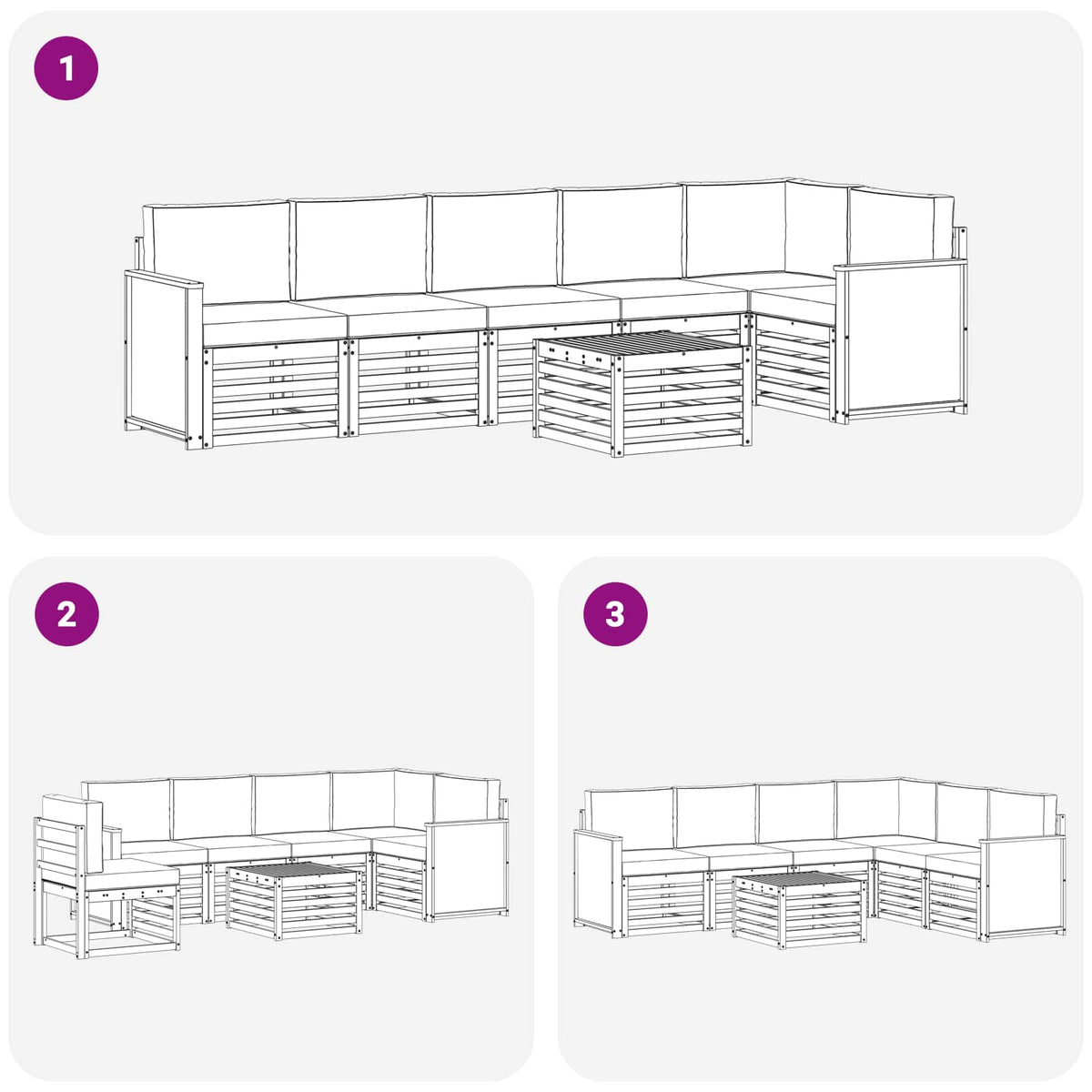 Set vanjskih sofa 6 kom. Prirodna i krem Bijela