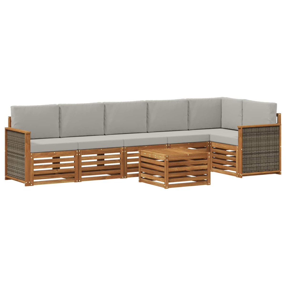 Set vanjskih sofa 6 kom. Prirodna i svjetlosiva Bijela